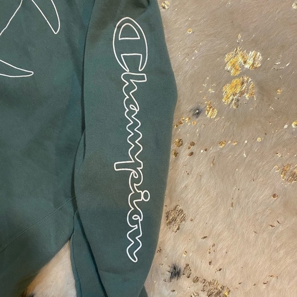 CHAMPION 𝅺Girl’s Green Logo Hoodie Size Large - Picture 3 of 5